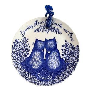 Cats Love Vintage Royal Ironstone Staffordshire loving hearts unite as one Plate